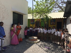 School kids saying thanks